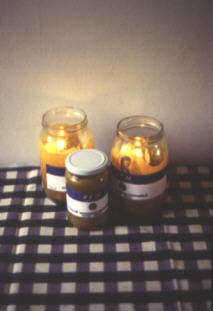 Krakus jars on table